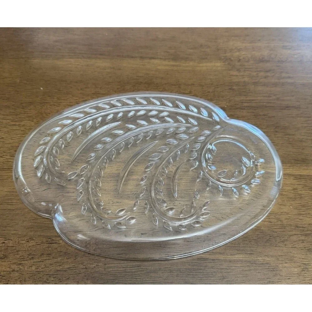 Set of 4 Vintage Wheat Pattern Pressed Glass Dishes Great for Parties & Sushi